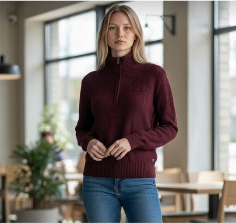 NILS WHITNEY 1/4 ZIP NORDIC SWEATER, SIZE M